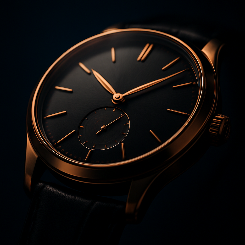 Reloj de lujo sobre fondo azul profundo
